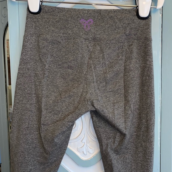 TNA GREY MARL TIGHTS with purple logo - Picture 1 of 5